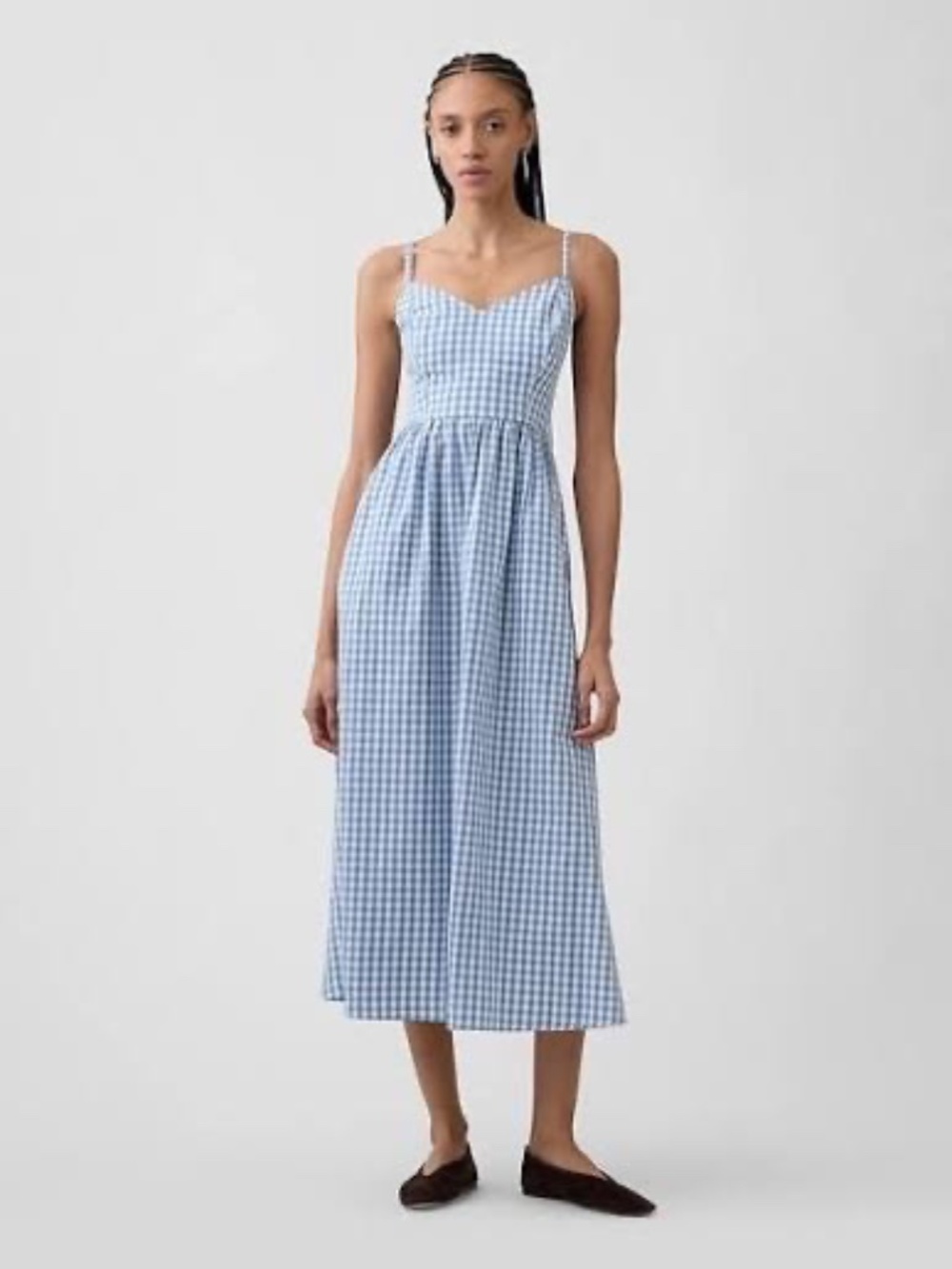 Gap Sweetheart Gingham Maxi Dress NWT Small Blue & White Cottagecore